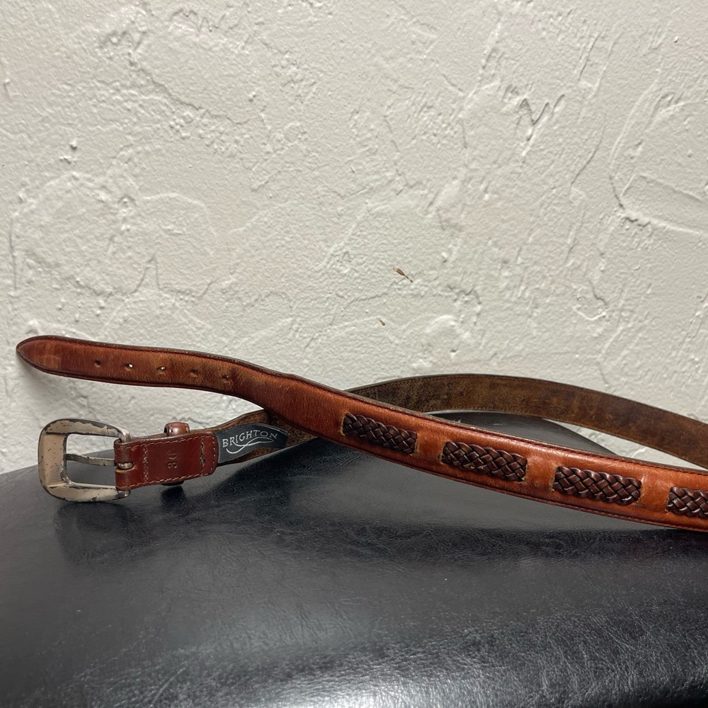 Brighton Cognac Leather Belt with Silver Buckle